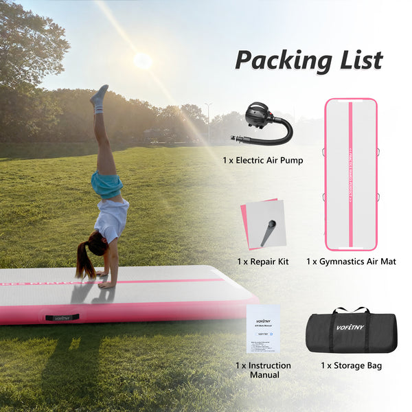 VOFiTNY All Purpose Gymnastics Mat 6.6/10/13/16/20 ft Sturdy Inflatable Tumble Track for Home/Gym
