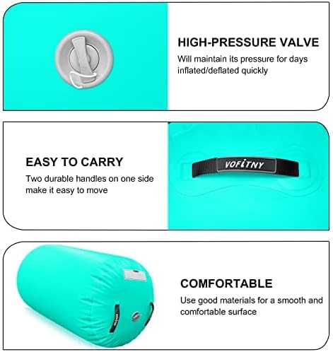 VOFiTNY Premium Gymnastics Air Mat & Roller Set(with Pump) - Mint Glow