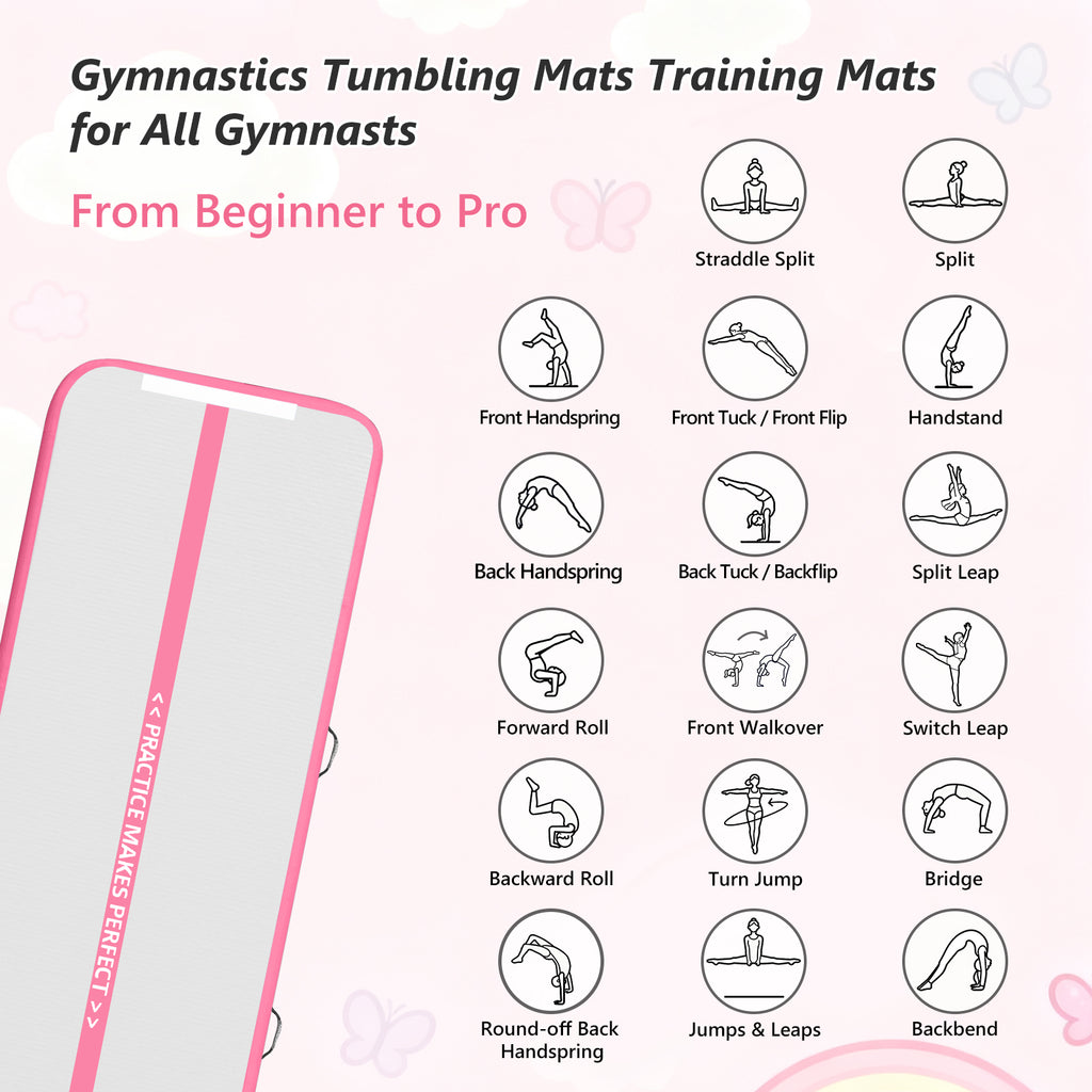 VOFiTNY Premium Gymnastics Air Track -Flamingo Pink