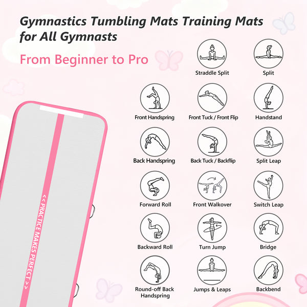 VOFiTNY Premium Gymnastics Air Track -Flamingo Pink