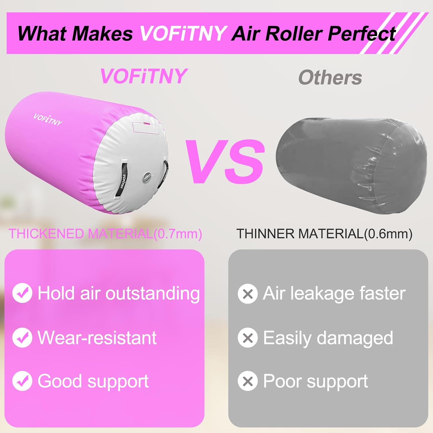 VOFiTNY Premium Gymnastics Air Roller - Orchid Glow