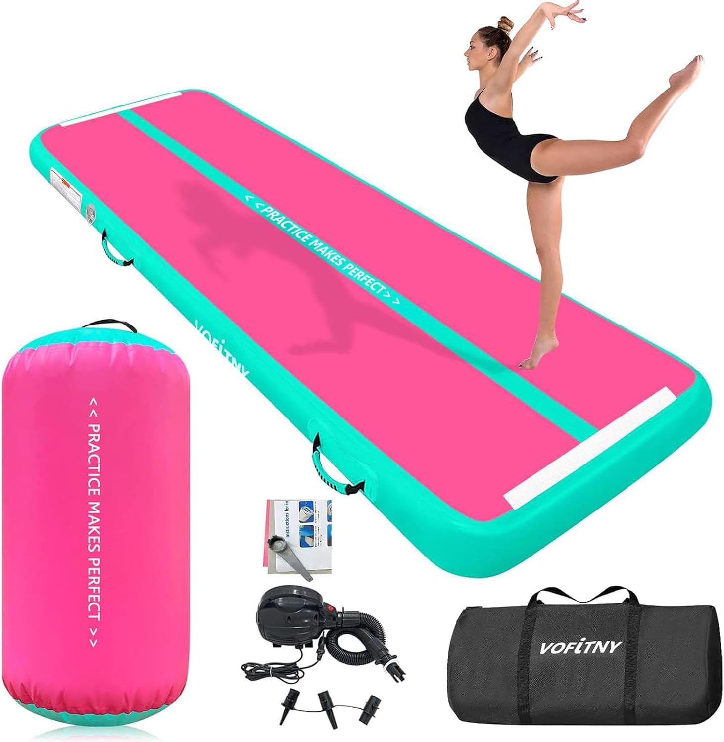 VOFiTNY Premium Gymnastics Air Mat & Roller Set(with Pump) - Tropic Watermelon