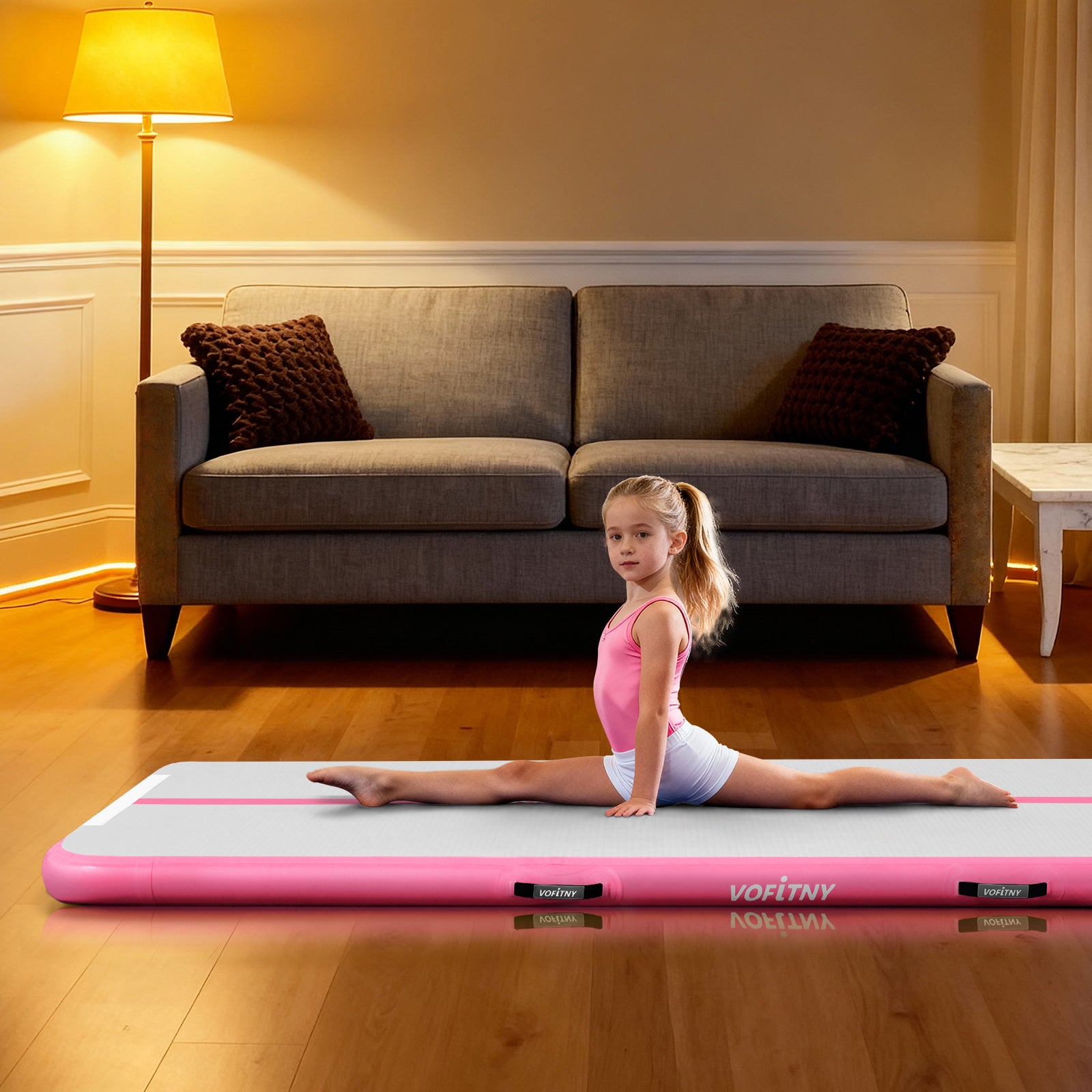 VOFiTNY All Purpose Gymnastics Mat 6.6/10/13/16/20 ft Sturdy Inflatable Tumble Track for Home/Gym