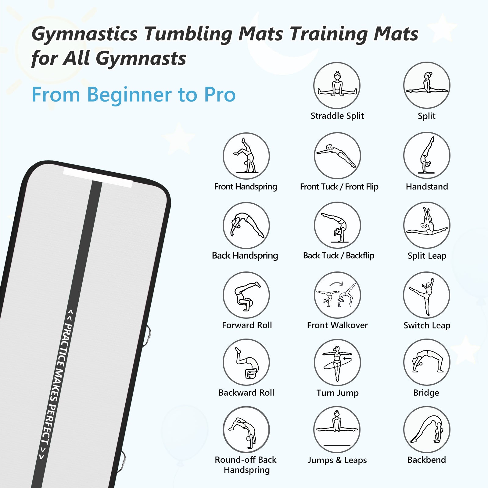 VOFiTNY Premium Gymnastics Air Track -Carbon Black