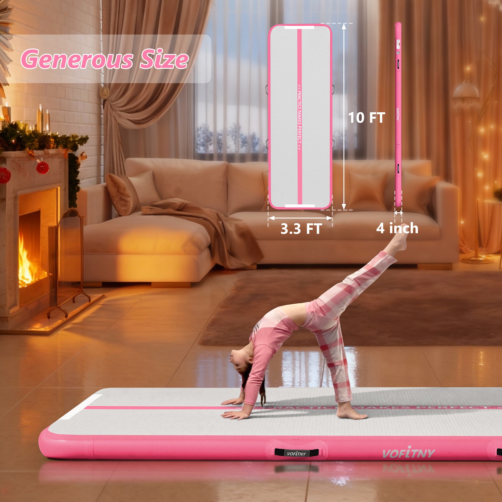 VOFiTNY Premium Gymnastics Air Track -Flamingo Pink