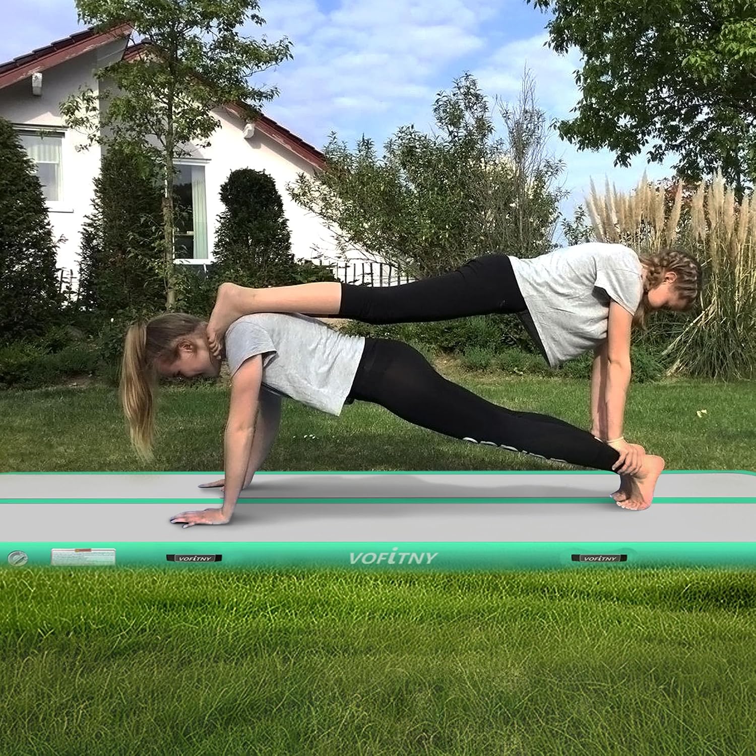 VOFiTNY Premium Gymnastics Air Mat & Roller Set(with Pump) - Mint Glow