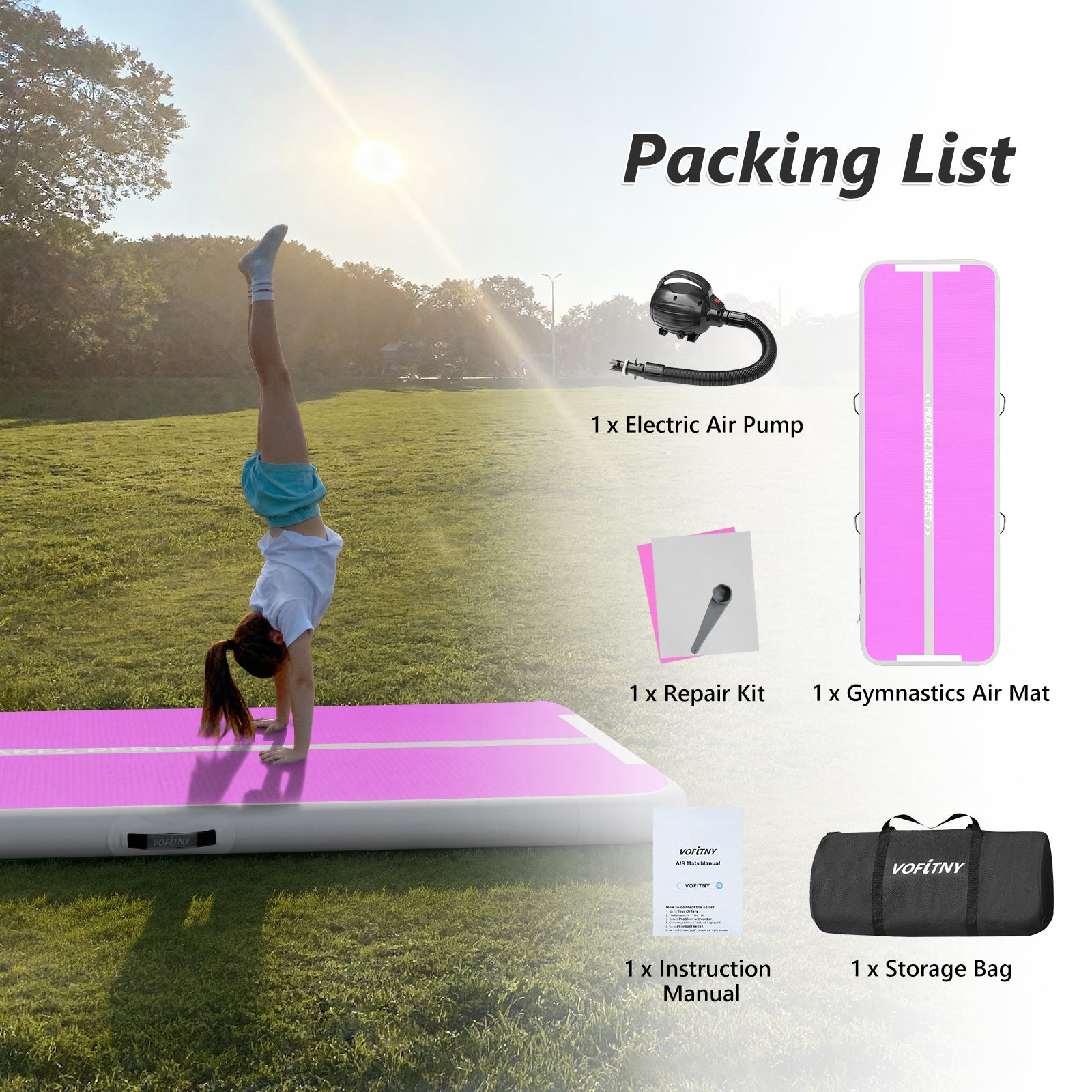 VOFiTNY Premium Gymnastics Air Track -Orchid Glow