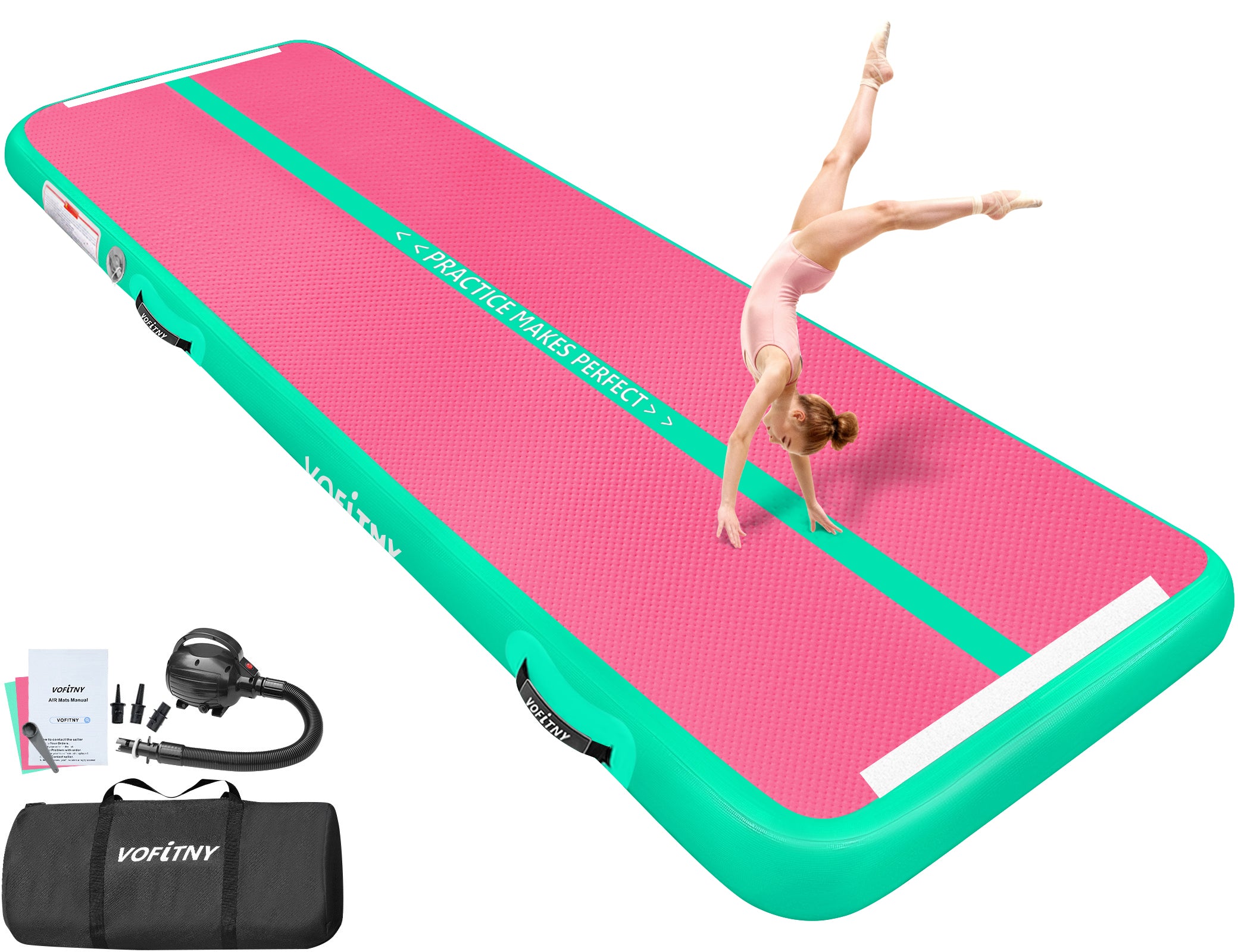 VOFiTNY Premium Gymnastics Air Track -Mint Rose
